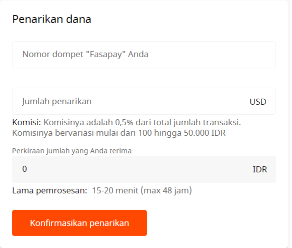 Formulir Penarikan via E-Wallet