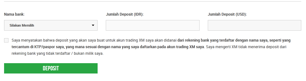 deposit XM bank lokal